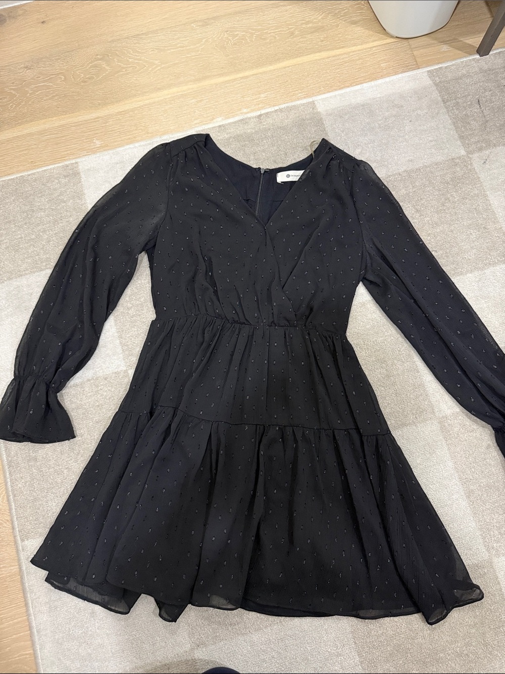 The Impeccable Pig Black Long Sleeve Tiered V-Neck Dress